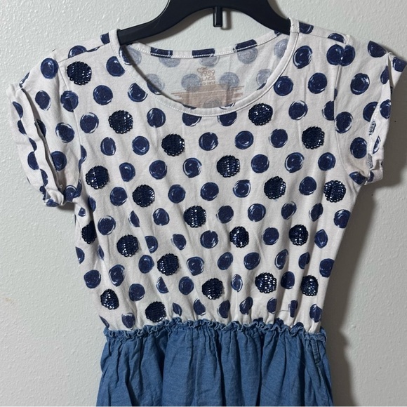 Children’s Place Girls Denim‎ Polka Dot blue/White Dress Size L(10/12) - Picture 2 of 9